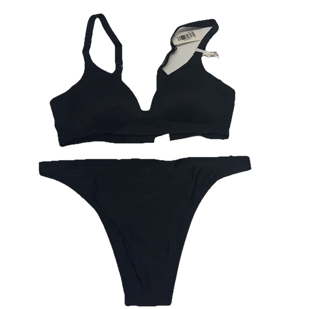 Aeries‎ Women's 30B Top XS Bottom Black Thong Padded Top 2p Swimsuit